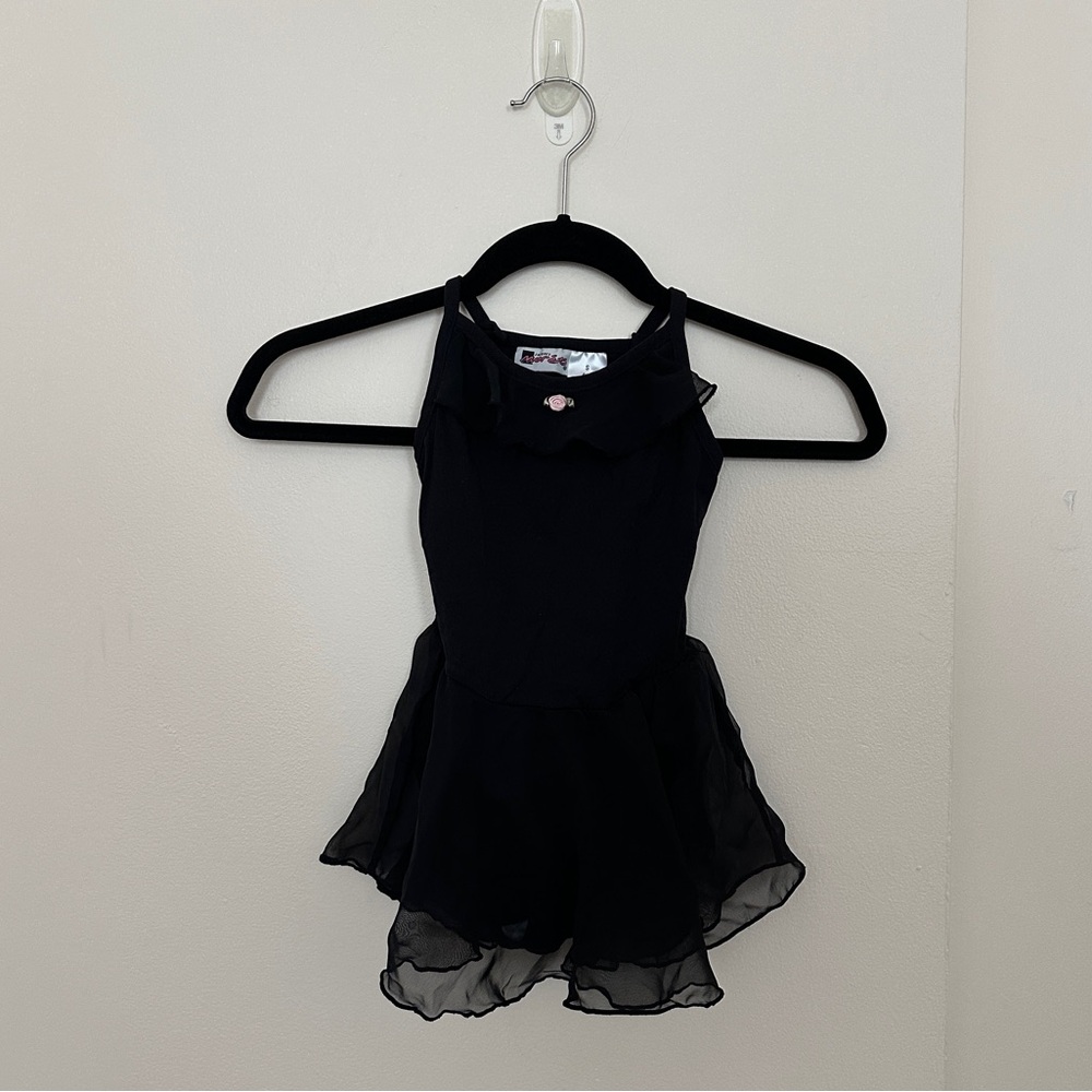 Jacques Moret Girl's Black Dance Ballet Sleeveless Leotard with Skirt